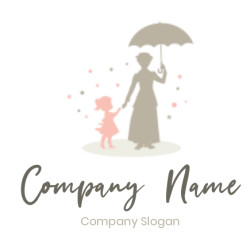 childcare logo nanny in umbrella with child