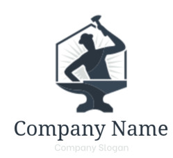 handyman logo silhouette blacksmith in hexagon