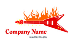 music logo rock band guitar on fire