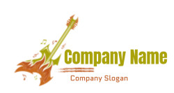 entertainment logo flaming guitar with notes