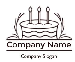 food logo maker line art cake with three candles