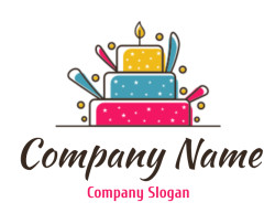 food logo abstract birthday cake with candle