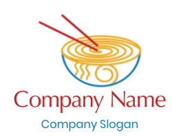 Abstract illustration of a ramen bowl with chopsticks.