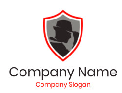 security logo investigator with hat in shield