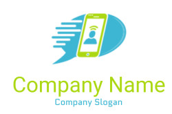 communication logo mobile phone in chat bubble