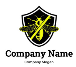 pest control logo insect with cross out on shield