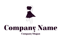 fashion logo woman sketch in black short dress