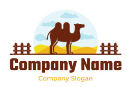 animal logo camel silhouette in desert landscape