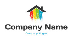 construction logo gable roof with paint strokes