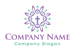 religious logo cross in mandala flower