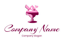 food logo gelato ice cream with cherry and wafer