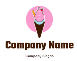 restaurant logo gelato cone with cherry wafer