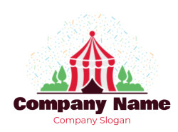 entertainment logo confetti circus tent foliage