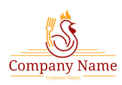 restaurant logo chicken with forks and flames