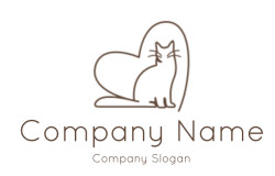 veterinary logo icon heart shape around cat