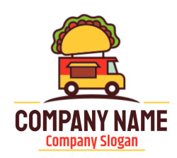 food logo maker truck with taco on top