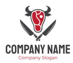 restaurant logo steak forming cow head