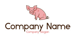 animal logo farm pig sitting on hind legs