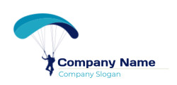 sports logo skydiver landing with open parachute