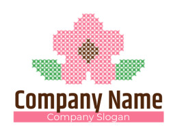 apparel logo icon pink knitted craft flower