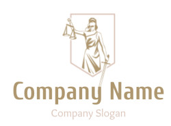 law firm logo icon lady justice in shield