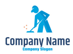 cleaning logo maker janitor with broom