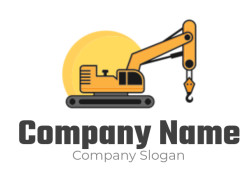 construction logo cartoon crane with hook in sun