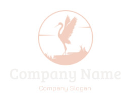 animal logo crane bird with wings in circle