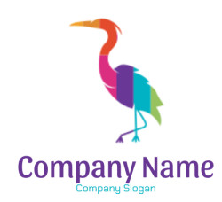 animal logo colorful striped crane bird