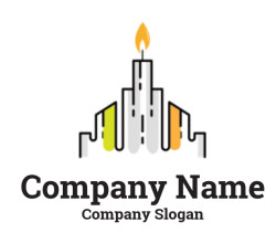 consulting logo candle flame city outline