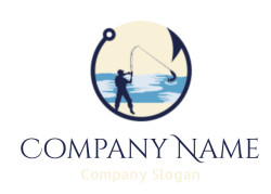 sport logo online man fishing near sea