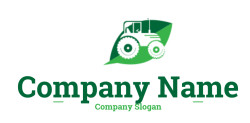 agriculture logo silhouette of tractor in leaf