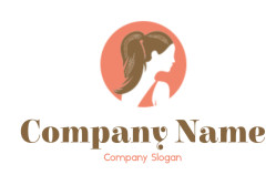 cosmetician logo girl side profile in circle