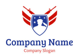 community logo veteran in shield with guns wings