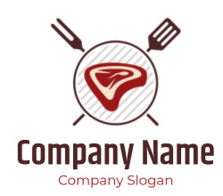 steakhouse logo meat in circle spatula and fork