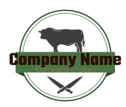 steakhouse logo bull and knives in circle