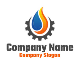 energy logo icon gear with colorful flame gas