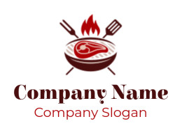 steakhouse logo fiery grill spatula and fork