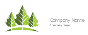 Green icon of three stylized leaves resembling a forest.