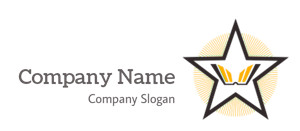 Black star outline with yellow circular background