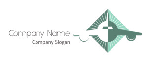 Abstract design featuring an airplane and diamond shape in a minimalist style.
