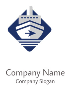 Stylized logo of a ship in blue and grey colors.