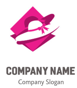 Pink graphic illustration of a stylish hat with a ribbon.