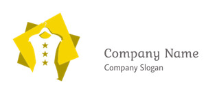 Yellow t-shirt with stars on hanger in abstract design.