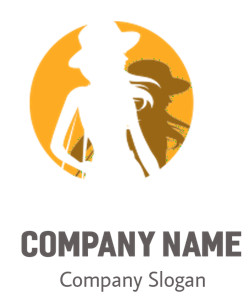 Silhouette of a woman wearing a hat in front of an orange sun background.