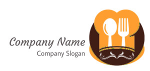 Chef hat logo featuring a spoon and fork symbol.