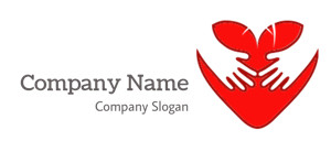 A red heart shape with intertwined hands symbolizing love and support.