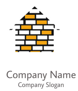 Yellow and black abstract brickwork pattern with a geometric design.