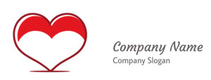 Stylized red heart symbol with a symmetrical design.