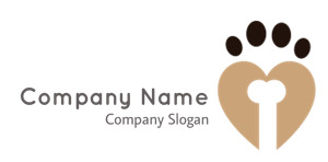 Heart-shaped design combined with a paw print logo.